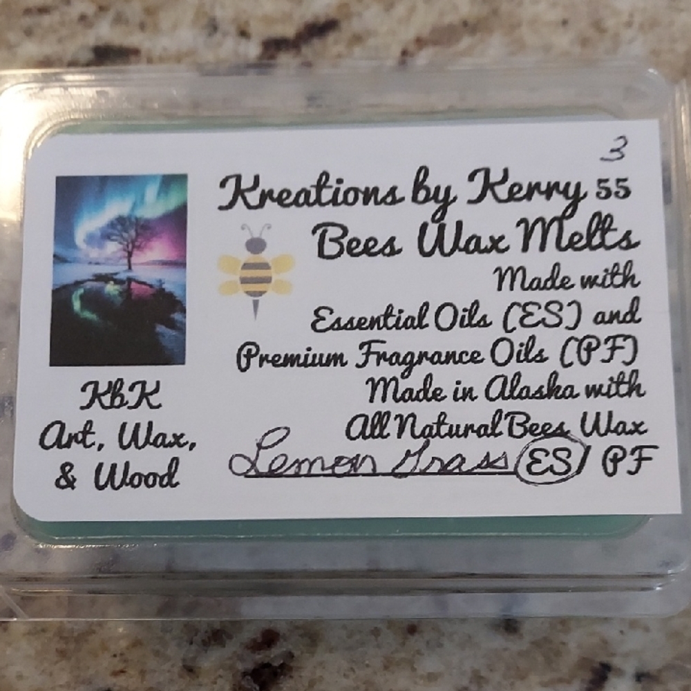 Lemon Grass Bees Wax Melts with Essential Oils - Natural and Non-Toxic